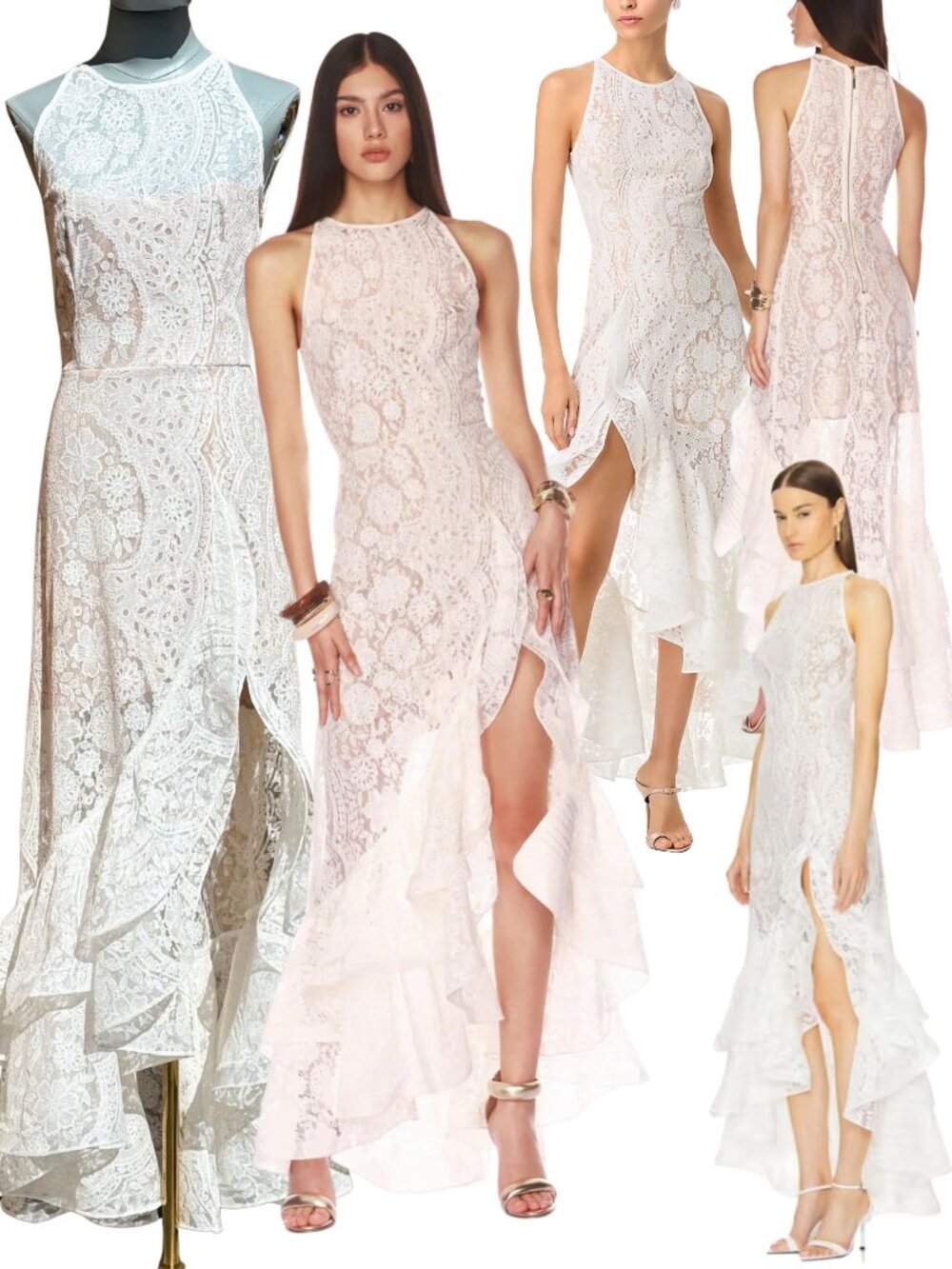 🆕 BRONX & BANCO 🧿 NWOT Sicilia White Lace Tiered Ruffle Dress, Sz XS US 2